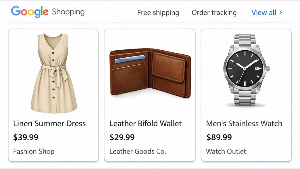 Google Shopping results from SEO-optimized WooCommerce listings